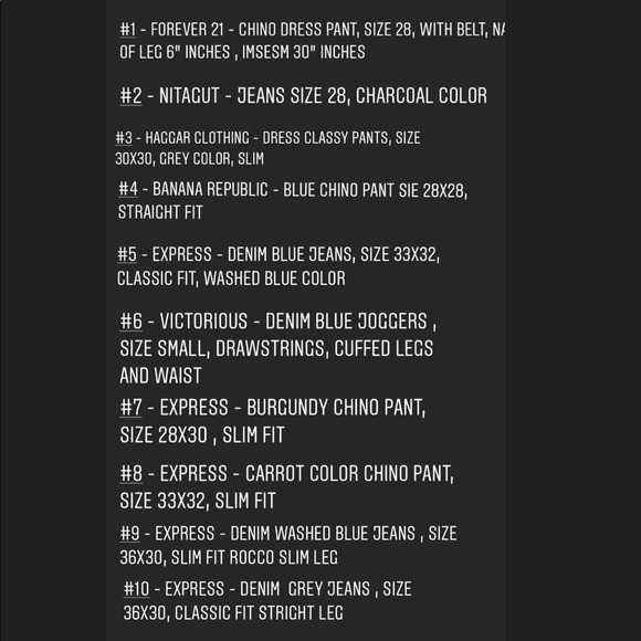 Bundle of 10 NWT men’s pants all sizes/colors - Picture 7 of 7